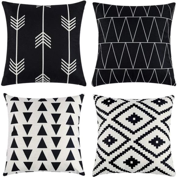 Set of 4 Decorative Geometric 18 x 18 Inches Throw Pillow Covers -Modern Pattern - Picture 1 of 14